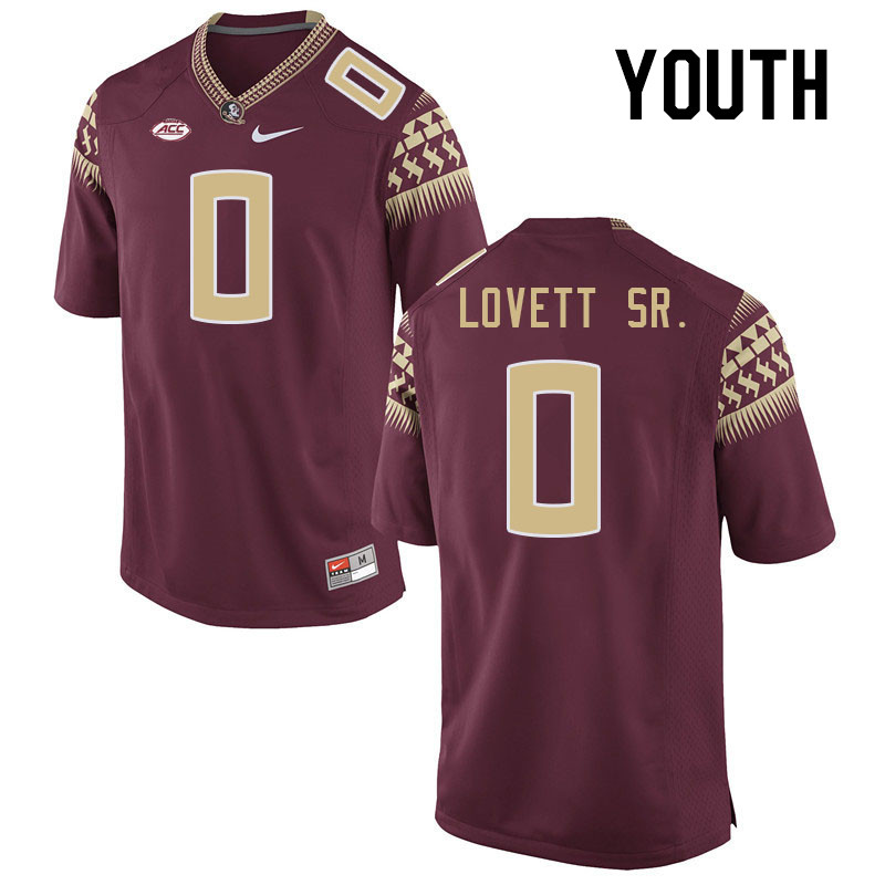 Youth #0 Fabien Lovett Sr. Florida State Seminoles College Football Jerseys Stitched-Garnet